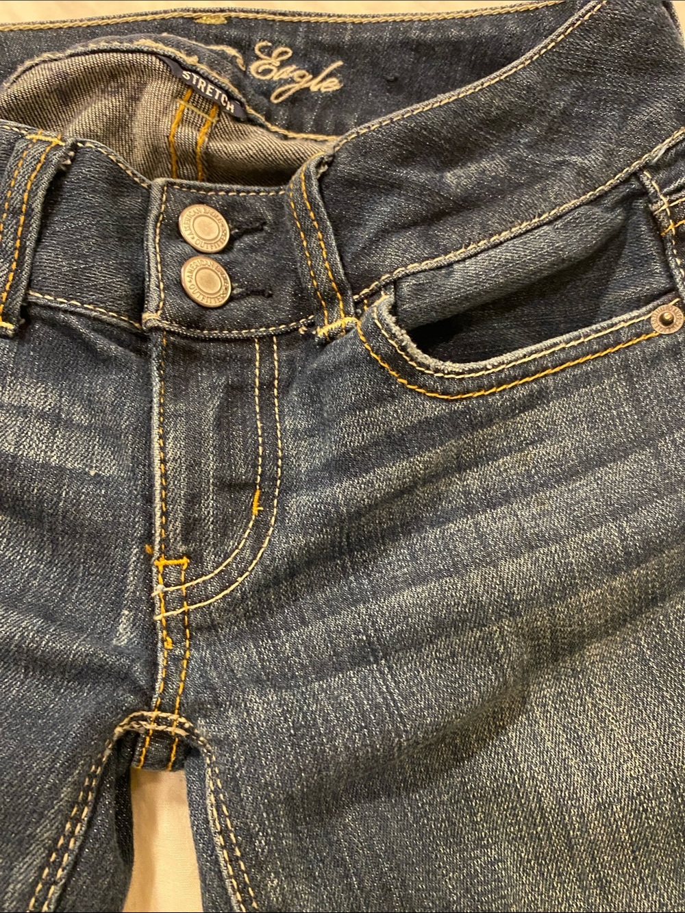 VTG Y2K American Eagle Ultra Low Rise Flare Jeans - Double Button 00 Short